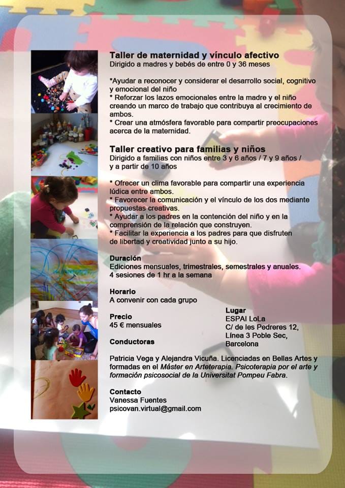 Folleto de talleres de arteterapia