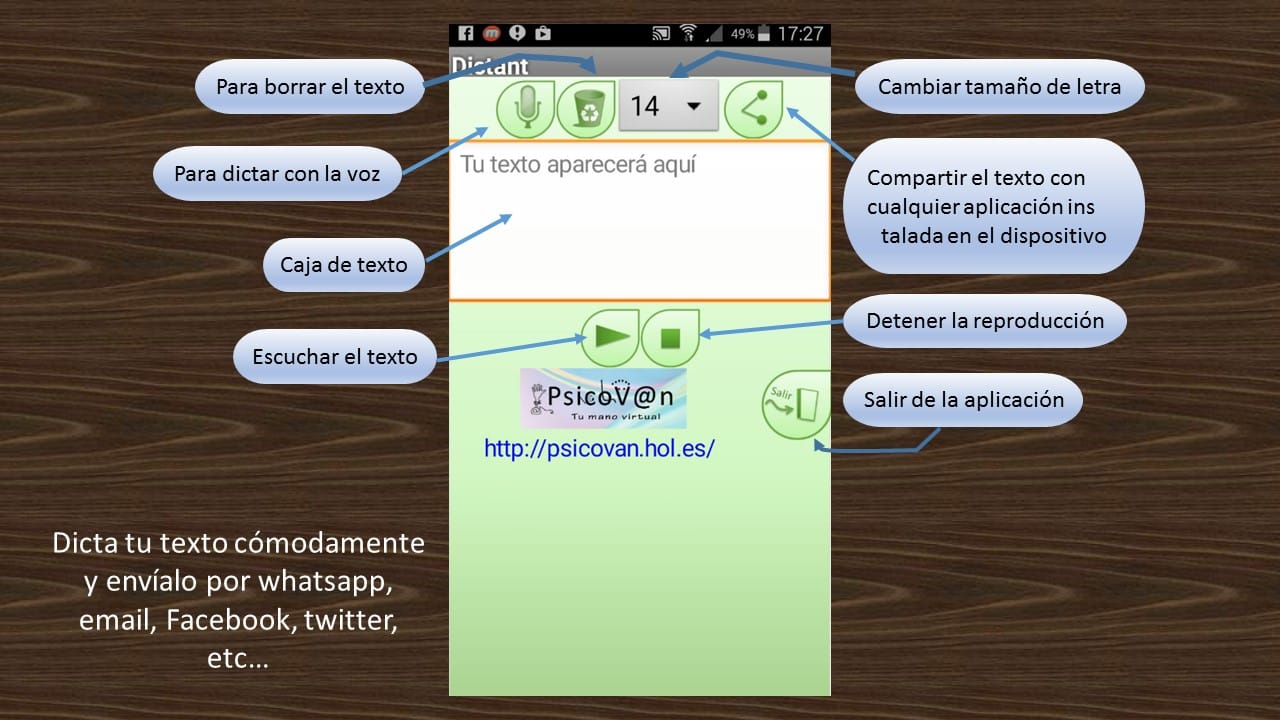 Muestra los botones de la app